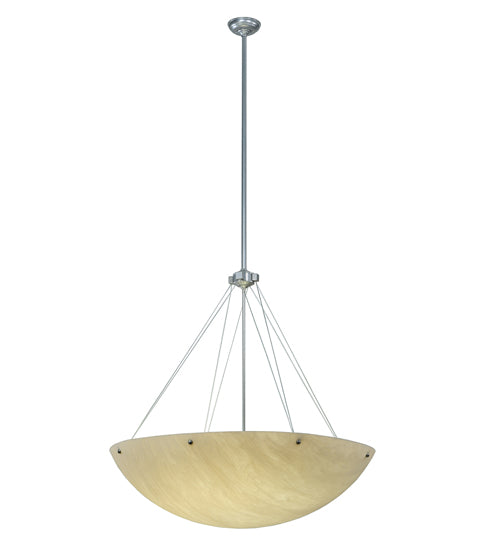 Meyda Lighting Cypola 36" 8-Light Brushed Nickel Alabaster Inverted Pendant Light With Beige Fleshtone Idalight Shade