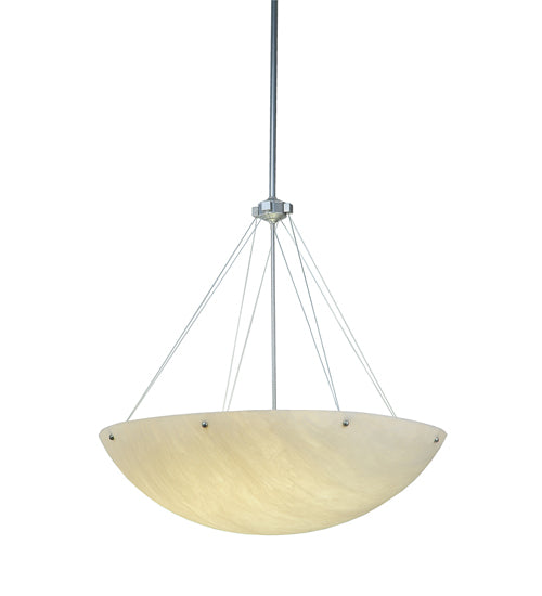 Meyda Lighting Cypola 36" 8-Light Brushed Nickel Alabaster Inverted Pendant Light With Beige Fleshtone Idalight Shade