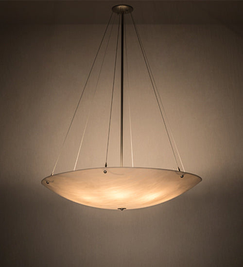 Meyda Lighting Cypola 36" 8-Light Nickel Inverted Pendant Light With Whitestone Idalight Shade Glass