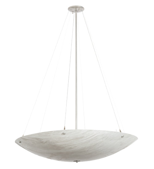 Meyda Lighting Cypola 36" 8-Light Nickel Inverted Pendant Light With Whitestone Idalight Shade Glass