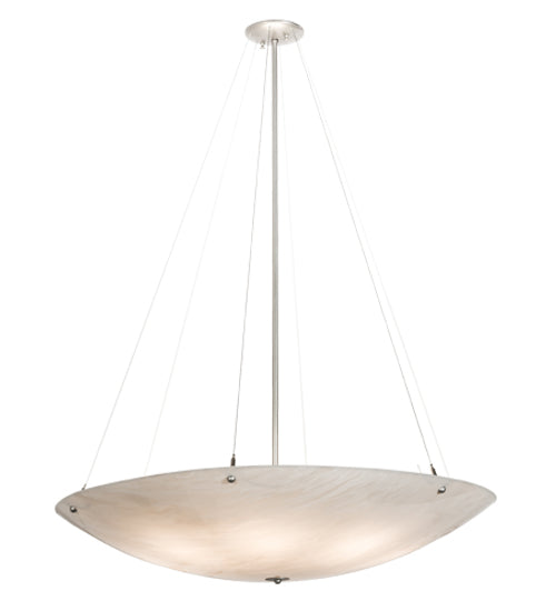Meyda Lighting Cypola 36" 8-Light Nickel Inverted Pendant Light With Whitestone Idalight Shade Glass