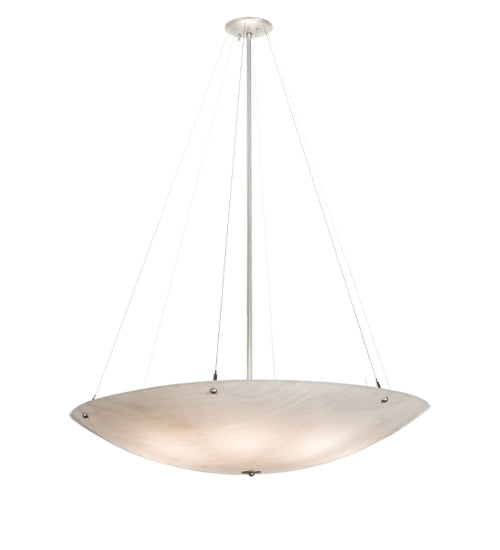 Meyda Lighting Cypola 36" 8-Light Nickel Inverted Pendant Light With Whitestone Idalight Shade