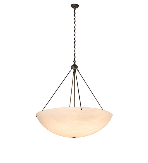 Meyda Lighting Cypola 43" 8-Light Oil Rubbed Bronze Inverted Pendant Light With Beige Fleshtone Idalight Shade
