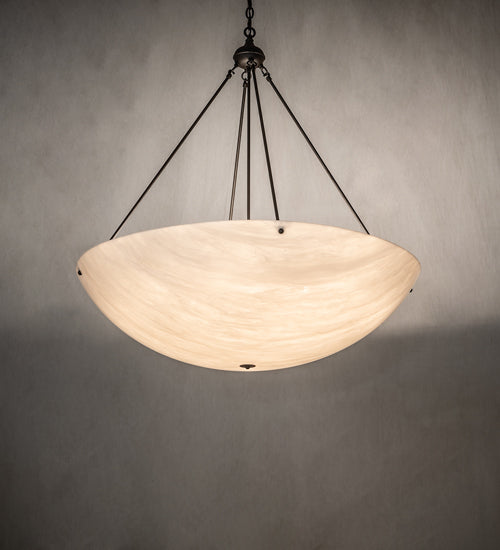 Meyda Lighting Cypola 43" 8-Light Oil Rubbed Bronze Inverted Pendant Light With Beige Fleshtone Idalight Shade