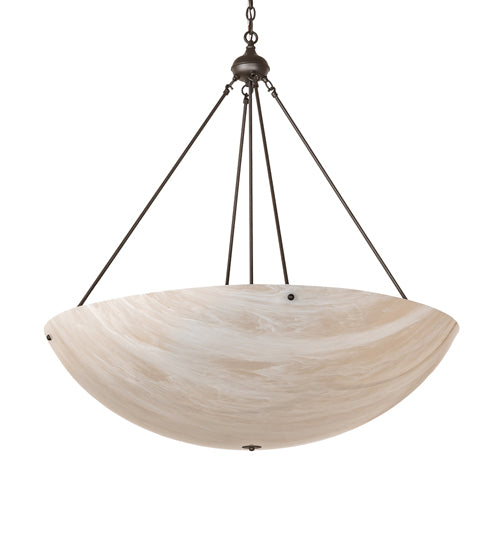 Meyda Lighting Cypola 43" 8-Light Oil Rubbed Bronze Inverted Pendant Light With Beige Fleshtone Idalight Shade