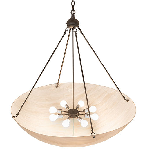 Meyda Lighting Cypola 43" 8-Light Oil Rubbed Bronze Inverted Pendant Light With Beige Fleshtone Idalight Shade