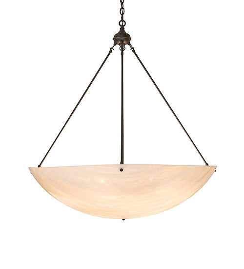 Meyda Lighting Cypola 43" 8-Light Oil Rubbed Bronze Inverted Pendant Light With Beige Fleshtone Idalight Shade