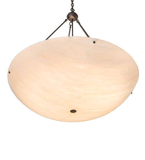 Meyda Lighting Cypola 43" 8-Light Oil Rubbed Bronze Inverted Pendant Light With Beige Fleshtone Idalight Shade