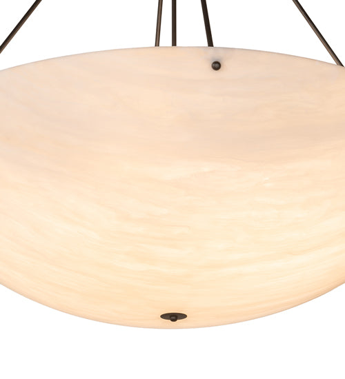 Meyda Lighting Cypola 43" 8-Light Oil Rubbed Bronze Inverted Pendant Light With Beige Fleshtone Idalight Shade