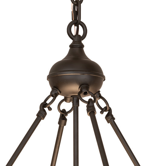 Meyda Lighting Cypola 43" 8-Light Oil Rubbed Bronze Inverted Pendant Light With Beige Fleshtone Idalight Shade