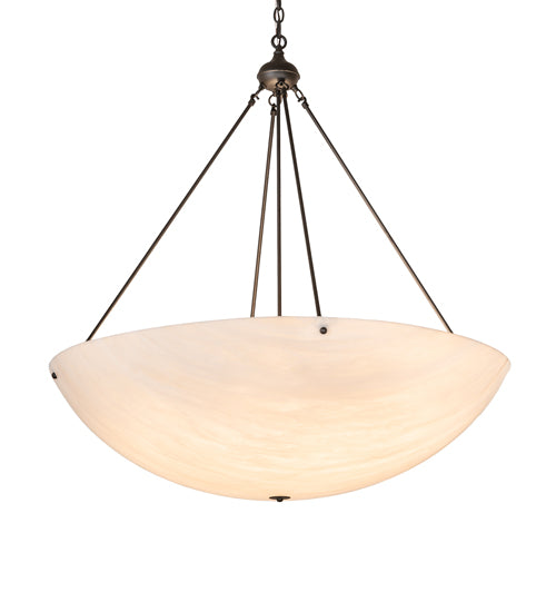 Meyda Lighting Cypola 43" 8-Light Oil Rubbed Bronze Inverted Pendant Light With Beige Fleshtone Idalight Shade