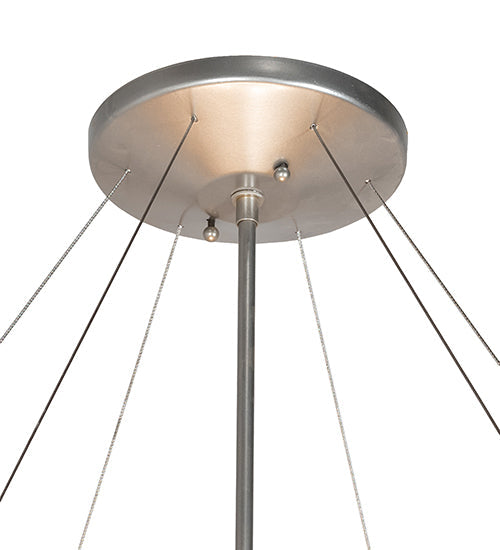 Meyda Lighting Cypola 48" 8-Light Brushed Nickel Powder Coat Inverted Pendant Light With Ambra Siena Idalight Shade