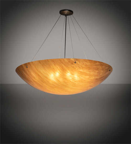Meyda Lighting Cypola 48" 8-Light Brushed Nickel Powder Coat Inverted Pendant Light With Ambra Siena Idalight Shade