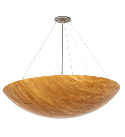 Meyda Lighting Cypola 48" 8-Light Brushed Nickel Powder Coat Inverted Pendant Light With Ambra Siena Idalight Shade