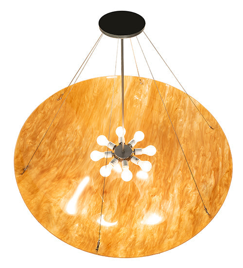 Meyda Lighting Cypola 48" 8-Light Brushed Nickel Powder Coat Inverted Pendant Light With Ambra Siena Idalight Shade