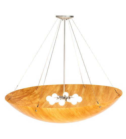 Meyda Lighting Cypola 48" 8-Light Brushed Nickel Powder Coat Inverted Pendant Light With Ambra Siena Idalight Shade