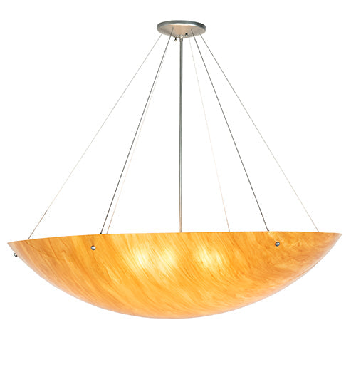 Meyda Lighting Cypola 48" 8-Light Brushed Nickel Powder Coat Inverted Pendant Light With Ambra Siena Idalight Shade