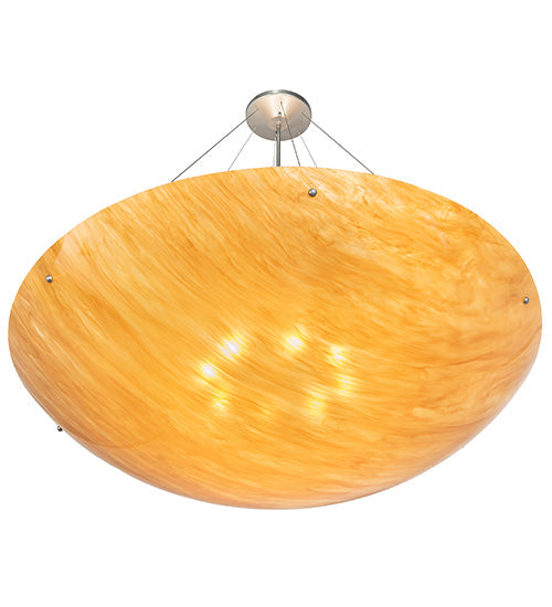 Meyda Lighting Cypola 48" 8-Light Brushed Nickel Powder Coat Inverted Pendant Light With Ambra Siena Idalight Shade