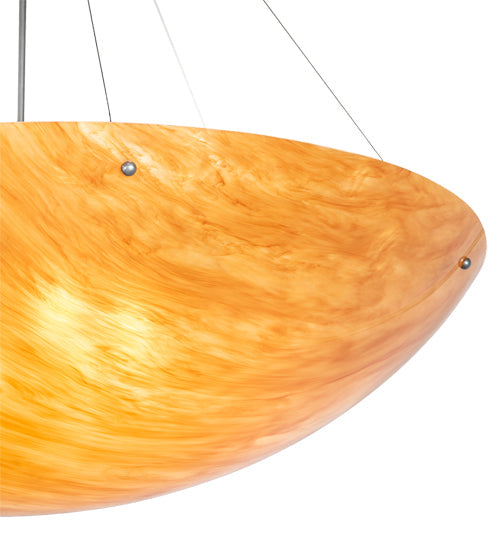 Meyda Lighting Cypola 48" 8-Light Brushed Nickel Powder Coat Inverted Pendant Light With Ambra Siena Idalight Shade