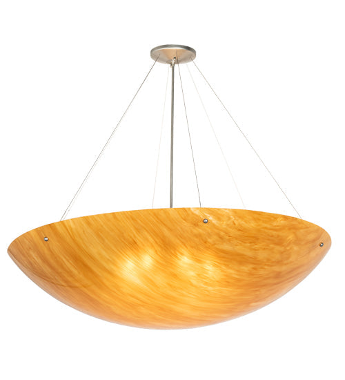 Meyda Lighting Cypola 48" 8-Light Brushed Nickel Powder Coat Inverted Pendant Light With Ambra Siena Idalight Shade