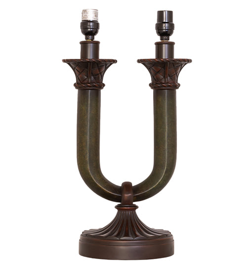Meyda Lighting Cypress 29" 2-Light Mahogany Bronze Table Lamp With Brown Fabric Shade