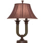 Meyda Lighting Cypress 29" 2-Light Mahogany Bronze Table Lamp With Brown Fabric Shade