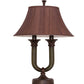 Meyda Lighting Cypress 29" 2-Light Mahogany Bronze Table Lamp With Brown Fabric Shade
