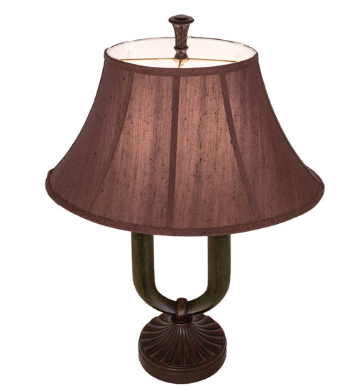 Meyda Lighting Cypress 29" 2-Light Mahogany Bronze Table Lamp With Brown Fabric Shade