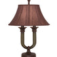 Meyda Lighting Cypress 29" 2-Light Mahogany Bronze Table Lamp With Brown Fabric Shade