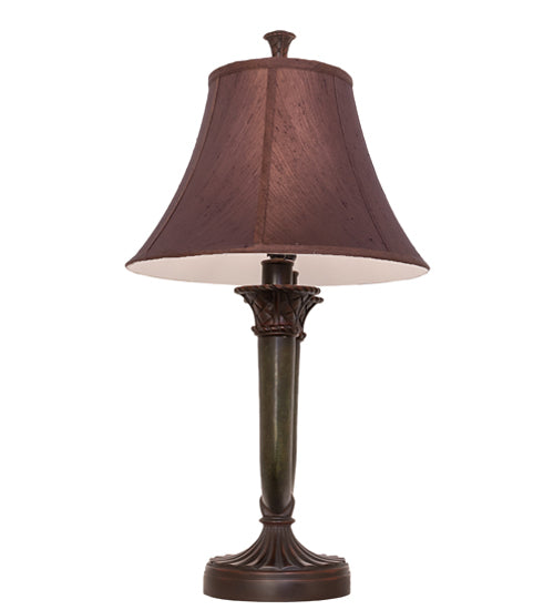 Meyda Lighting Cypress 29" 2-Light Mahogany Bronze Table Lamp With Brown Fabric Shade