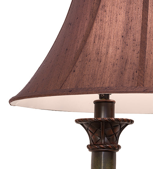 Meyda Lighting Cypress 29" 2-Light Mahogany Bronze Table Lamp With Brown Fabric Shade