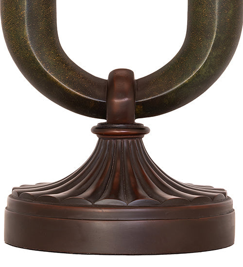 Meyda Lighting Cypress 29" 2-Light Mahogany Bronze Table Lamp With Brown Fabric Shade