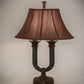 Meyda Lighting Cypress 29" 2-Light Mahogany Bronze Table Lamp With Brown Fabric Shade