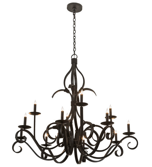 Meyda Lighting Cypress 48" 12-Light Satin Black Chandelier