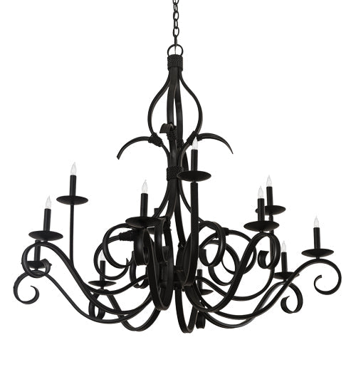 Meyda Lighting Cypress 48" 12-Light Satin Black Chandelier