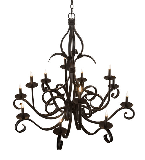 Meyda Lighting Cypress 48" 12-Light Satin Black Chandelier