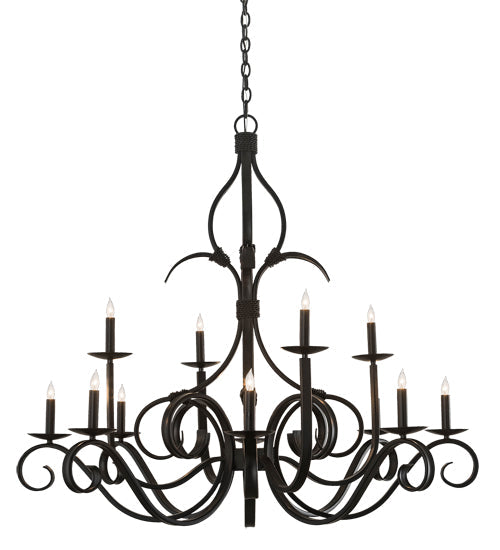 Meyda Lighting Cypress 48" 12-Light Satin Black Chandelier