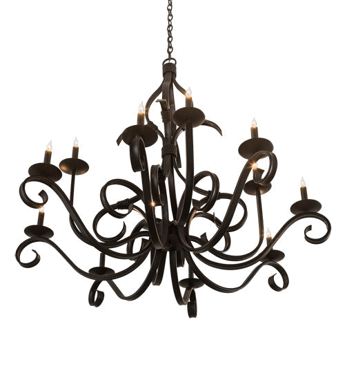 Meyda Lighting Cypress 48" 12-Light Satin Black Chandelier