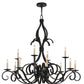Meyda Lighting Cypress 48" 12-Light Satin Black Wrought Iron Chandelier With White Faux Candlelight