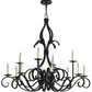 Meyda Lighting Cypress 48" 12-Light Satin Black Wrought Iron Chandelier With White Faux Candlelight