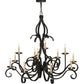 Meyda Lighting Cypress 48" 12-Light Satin Black Wrought Iron Chandelier With White Faux Candlelight