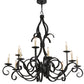 Meyda Lighting Cypress 48" 12-Light Satin Black Wrought Iron Chandelier With White Faux Candlelight