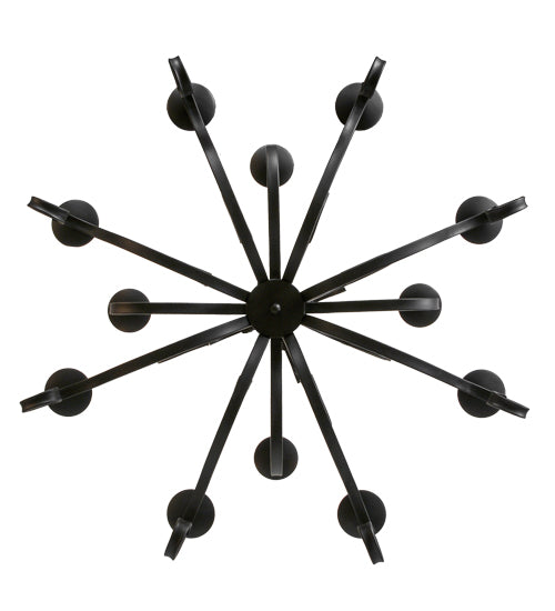 Meyda Lighting Cypress 48" 12-Light Satin Black Wrought Iron Chandelier With White Faux Candlelight