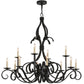 Meyda Lighting Cypress 48" 12-Light Satin Black Wrought Iron Chandelier With White Faux Candlelight