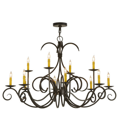Meyda Lighting Cypress 48" 12-Light Timeless Bronze Chandelier With Ivory Faux Candlelight