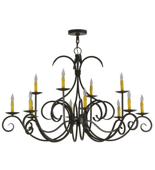 Meyda Lighting Cypress 48" 12-Light Timeless Bronze Chandelier With Ivory Faux Candlelight