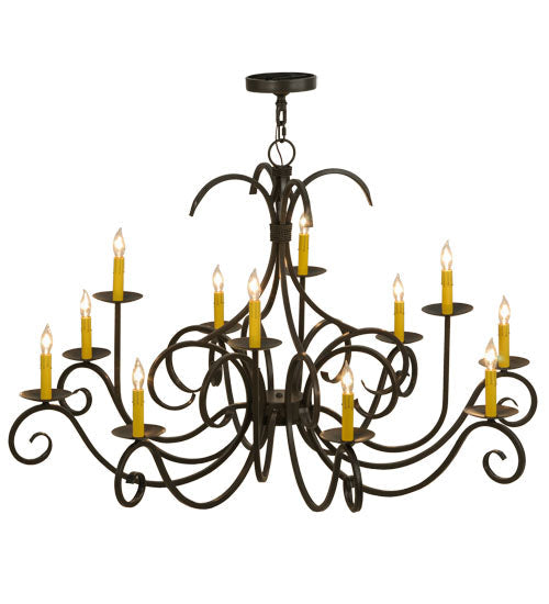 Meyda Lighting Cypress 48" 12-Light Timeless Bronze Chandelier With Ivory Faux Candlelight