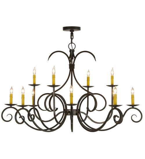 Meyda Lighting Cypress 48" 12-Light Timeless Bronze Chandelier With Ivory Faux Candlelight