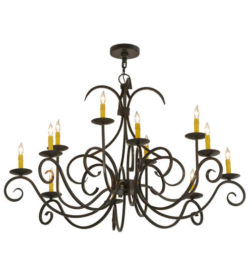 Meyda Lighting Cypress 48" 12-Light Timeless Bronze Chandelier With Ivory Faux Candlelight
