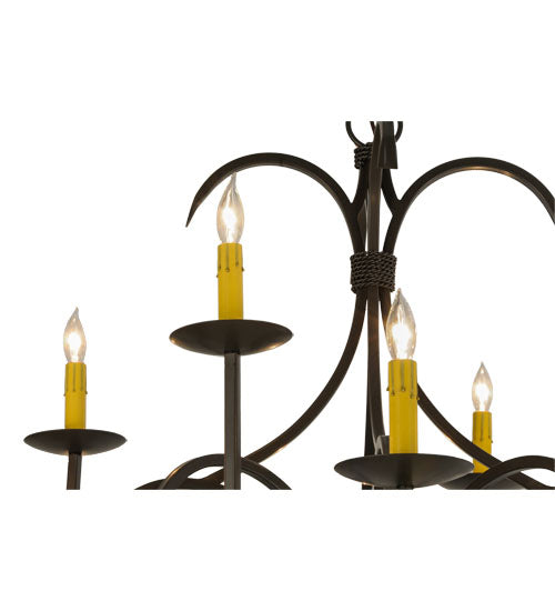 Meyda Lighting Cypress 48" 12-Light Timeless Bronze Chandelier With Ivory Faux Candlelight